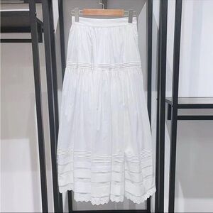 White Cotton Midi Skirt NWOT